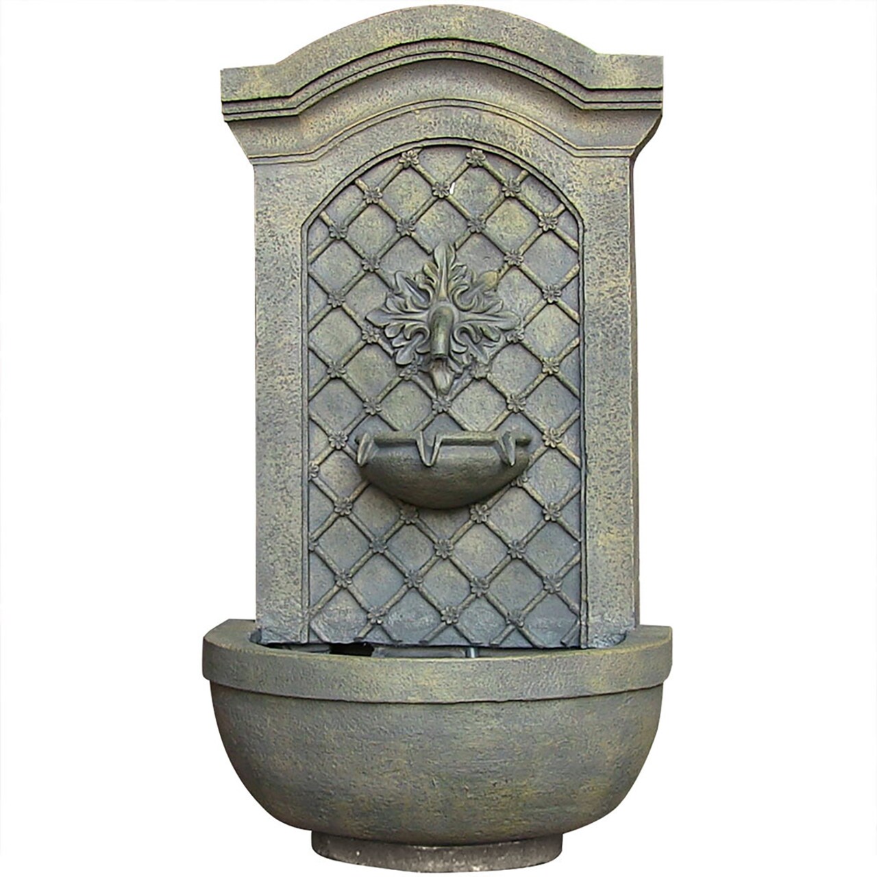 Sunnydaze Rosette Leaf Polystone Outdoor Solar Wall Fountain - Limestone